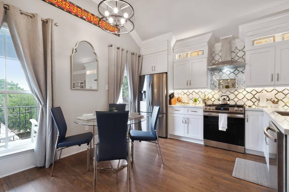 Kitchen with gas range and everything else you need to prepare a great meal.