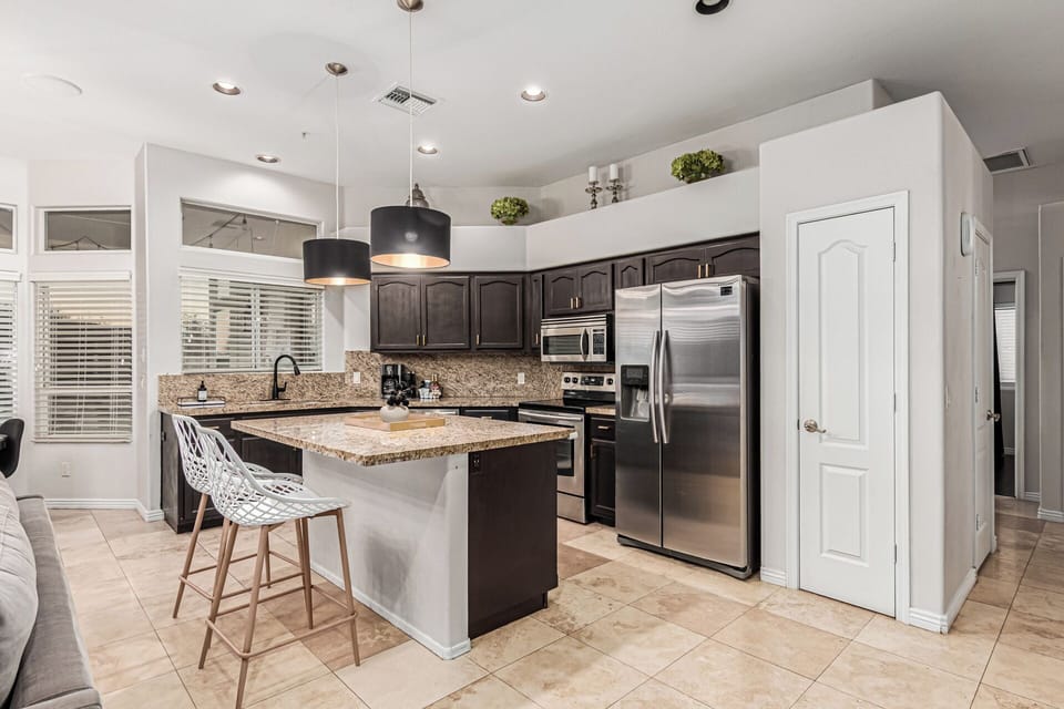 Fully stocked kitchen with all of the essentials you need to prepare meals