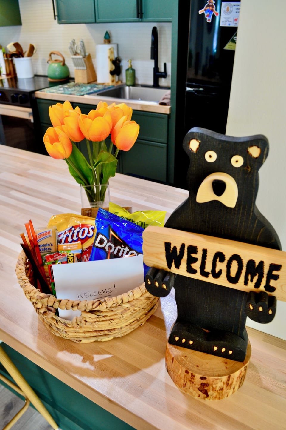 Welcome basket for arriving guests