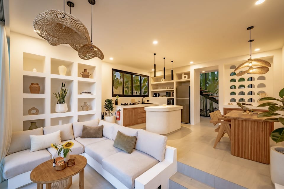 Luxury Villa, 1 King Bed, Pool View | Living room | 55-inch TV with cable channels