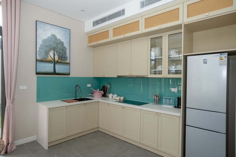 Deluxe Villa, 2 Bedrooms, Ocean View, Beachfront | Private kitchen | Fridge, microwave, oven, cookware/dishes/utensils