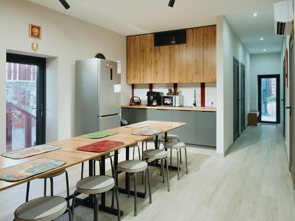 Shared fridge, shared microwave, reusable coffee/tea filters
