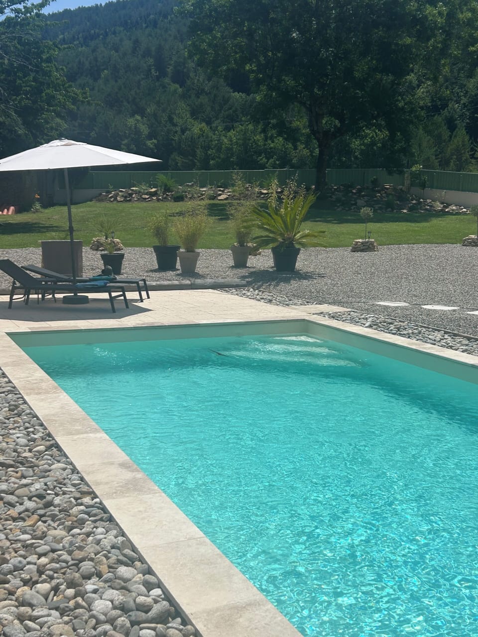 Pool 8m by 4m either 1.5m depth throughout