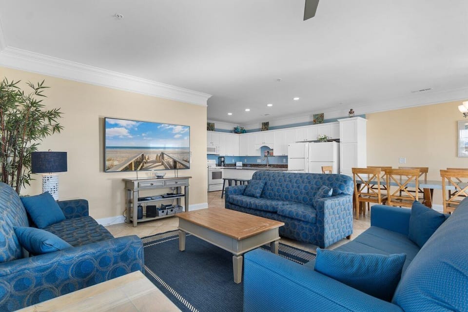 You'll have plenty of open space in the living room and kitchen area in this oceanfront 6-bedroom