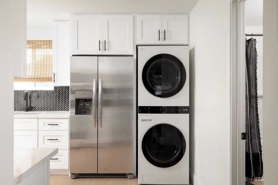 Convenient in-home washer and dryer make longer stays easy and comfortable. 