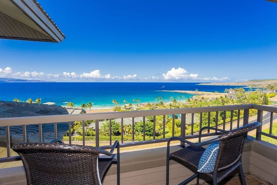 The private lanai offers some of the villas most captivating views, the perfect setting to watch Maui come to life in the quiet magic of morning