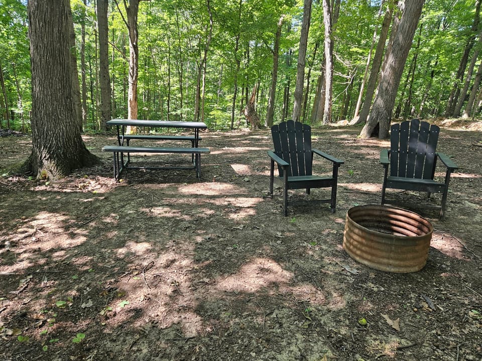 Picnic table and fire pit