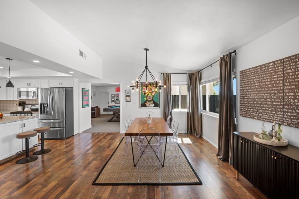 Gather for slow breakfasts or lively dinners—this spacious dining area sets the scene for connection and conversation.