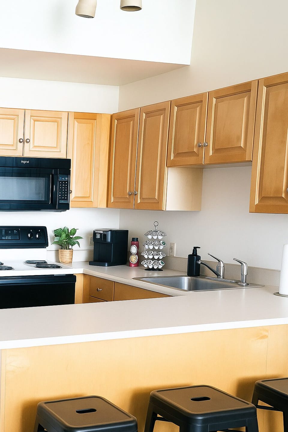 Kitchen and island seating