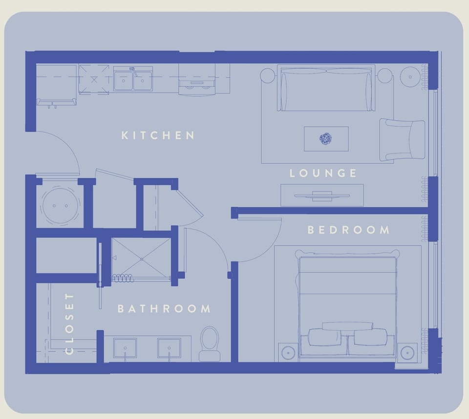 Your unit’s layout or design may vary slightly from what is shown, but it will maintain the same aesthetic and include all the amenities depicted for a seamless and enjoyable stay.