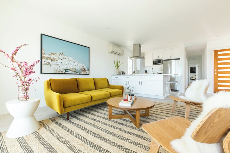 Open kitchen and living area.
