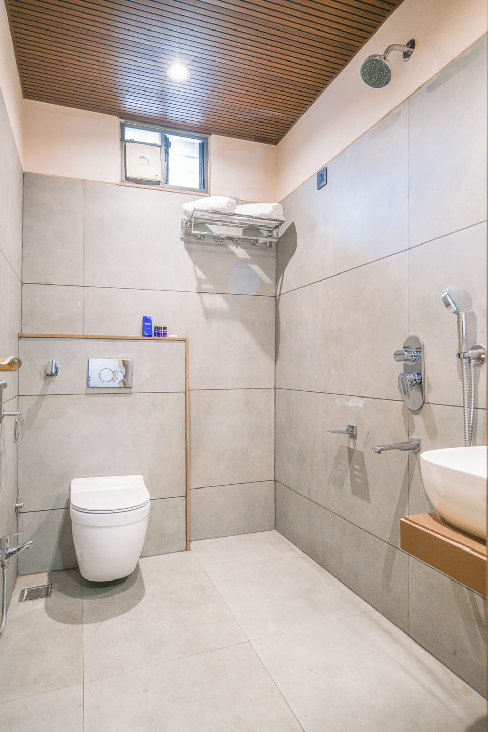 Shower, bidet, towels, soap