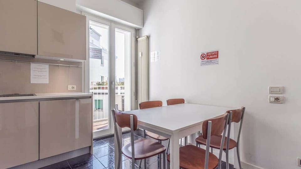 bright and living kitchen with balcony
