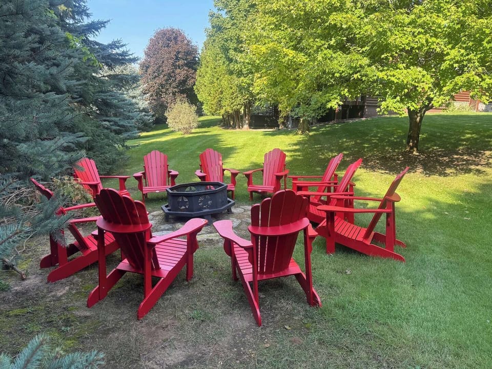 Enjoy our outdoor fire pit in the pines