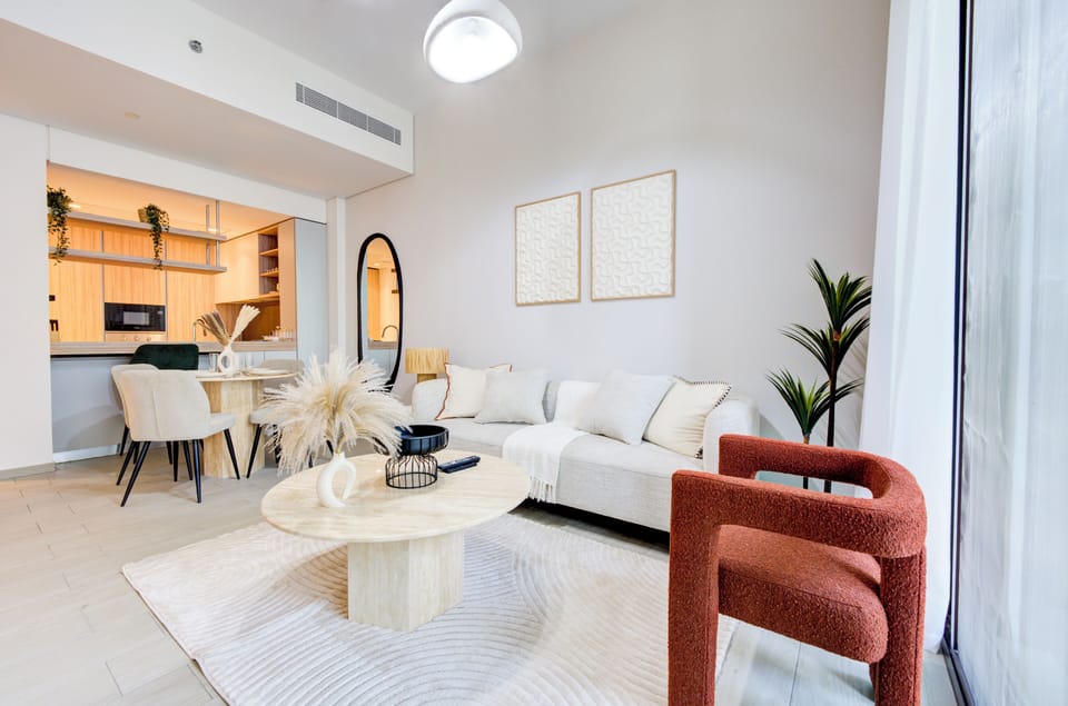 Luxury Apartment, City View | Living area | 55-inch Smart TV with digital channels