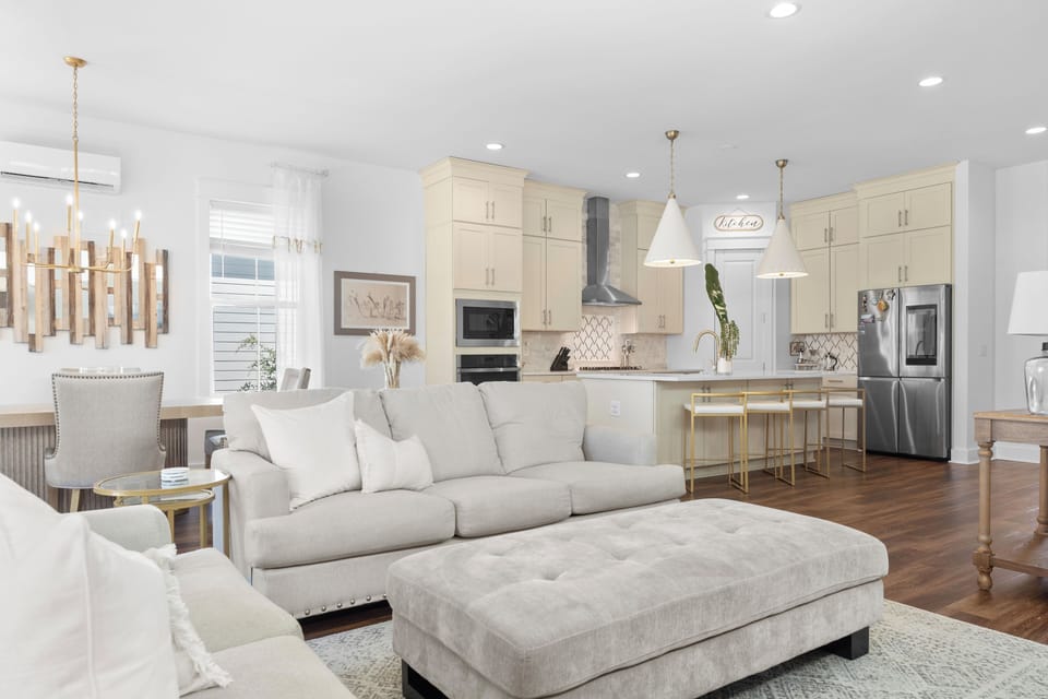 Spacious, inviting living space with plush sectional.