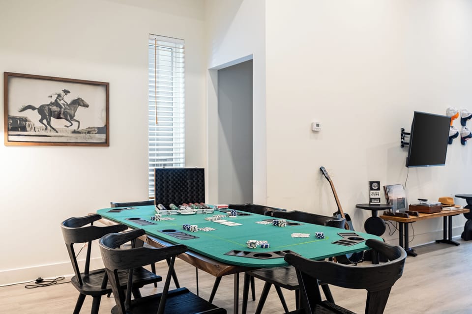 Game-ready poker table for endless fun.