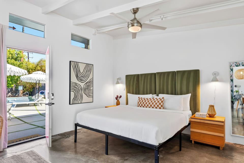 Plush king-sized bed.