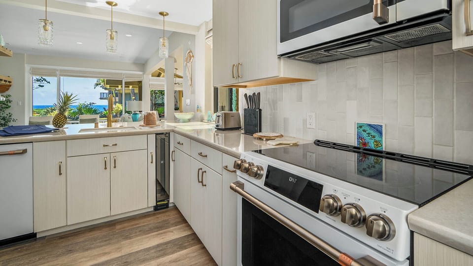 Kapalua Bay Villas #29G5 - Kitchen with Ocean View - Parrish Maui