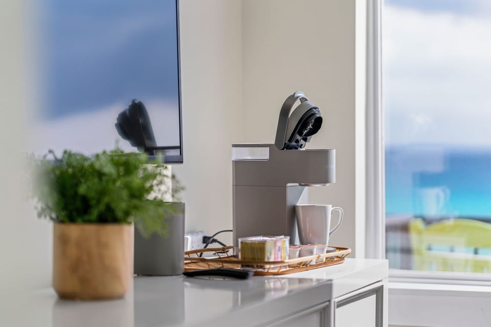 Enjoy coffee & the sunrise without ever leaving your private suite.