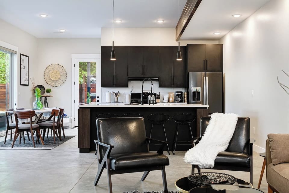 Gourmet kitchen with a large island.  