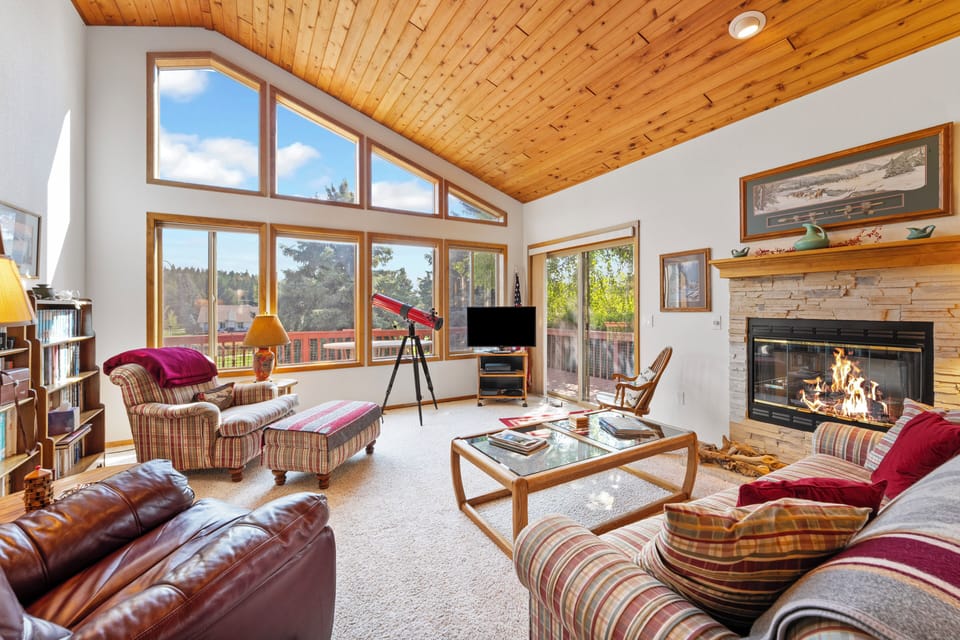 Warm up by the cozy fireplace after a rainy day | Interior