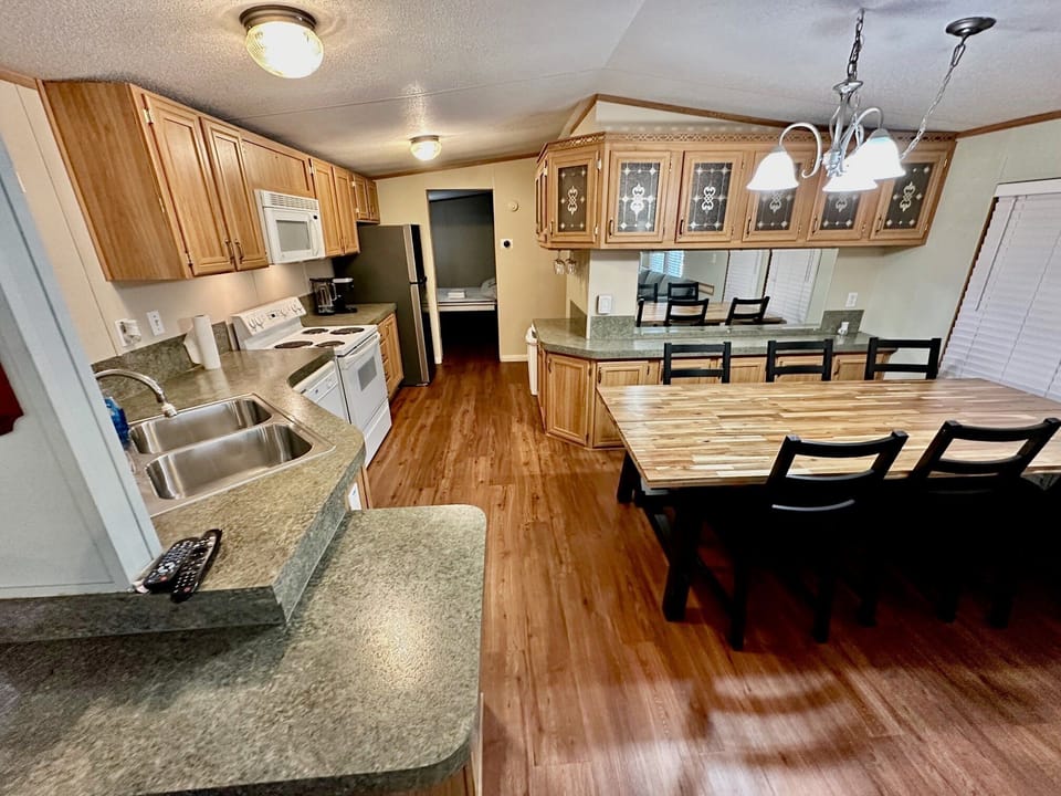 open living/dining/kitchen
