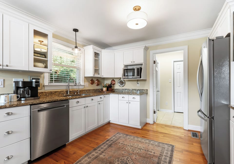 Ample counter space in the kitchen for meal prepping.