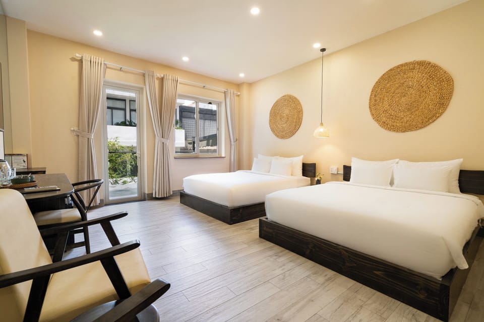 Family Quadruple Room, Balcony, City View | In-room safe, desk, laptop workspace, iron/ironing board