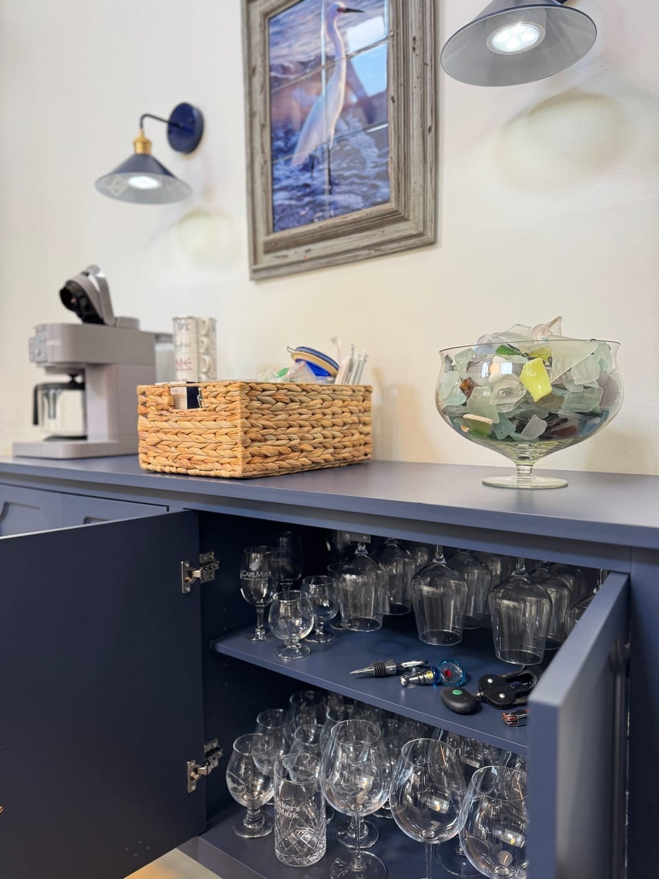 Plenty of glassware for happy hour