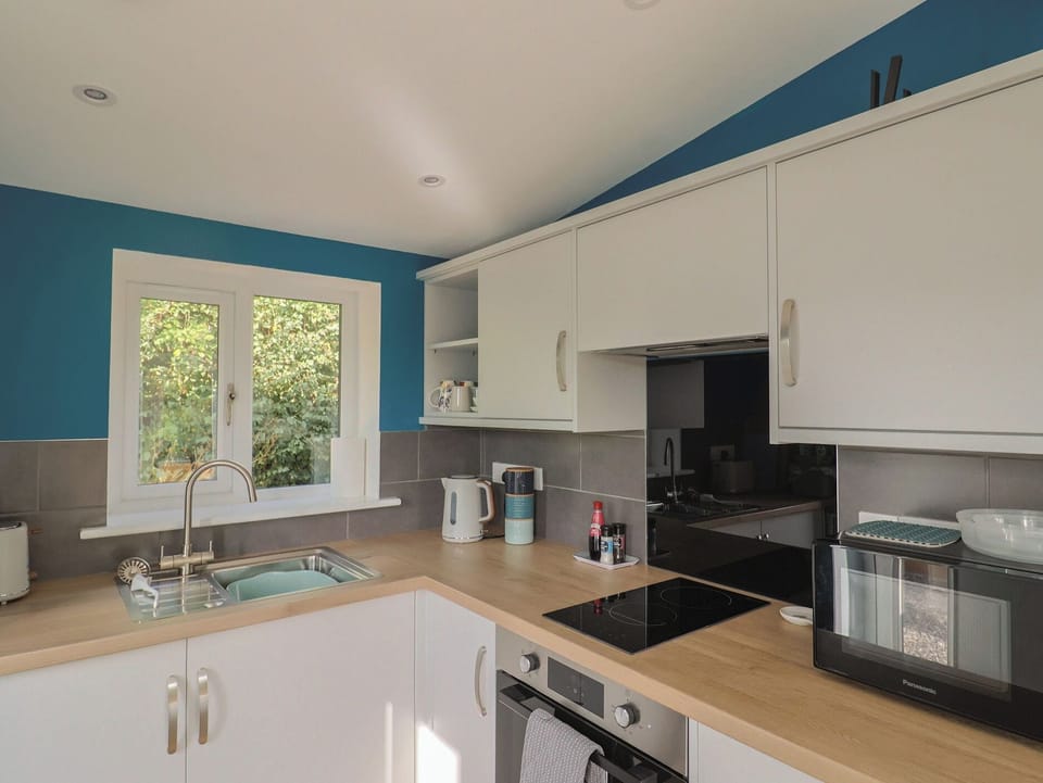 Fridge, microwave, toaster, cookware/dishes/utensils