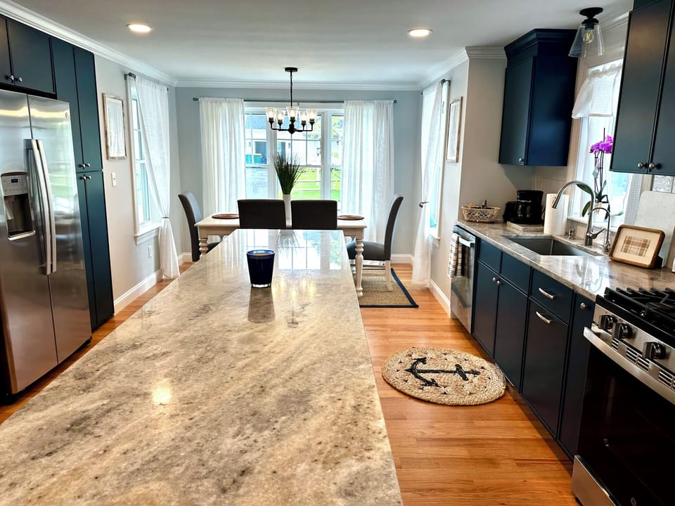 View of Front of house from large granite kitchen island