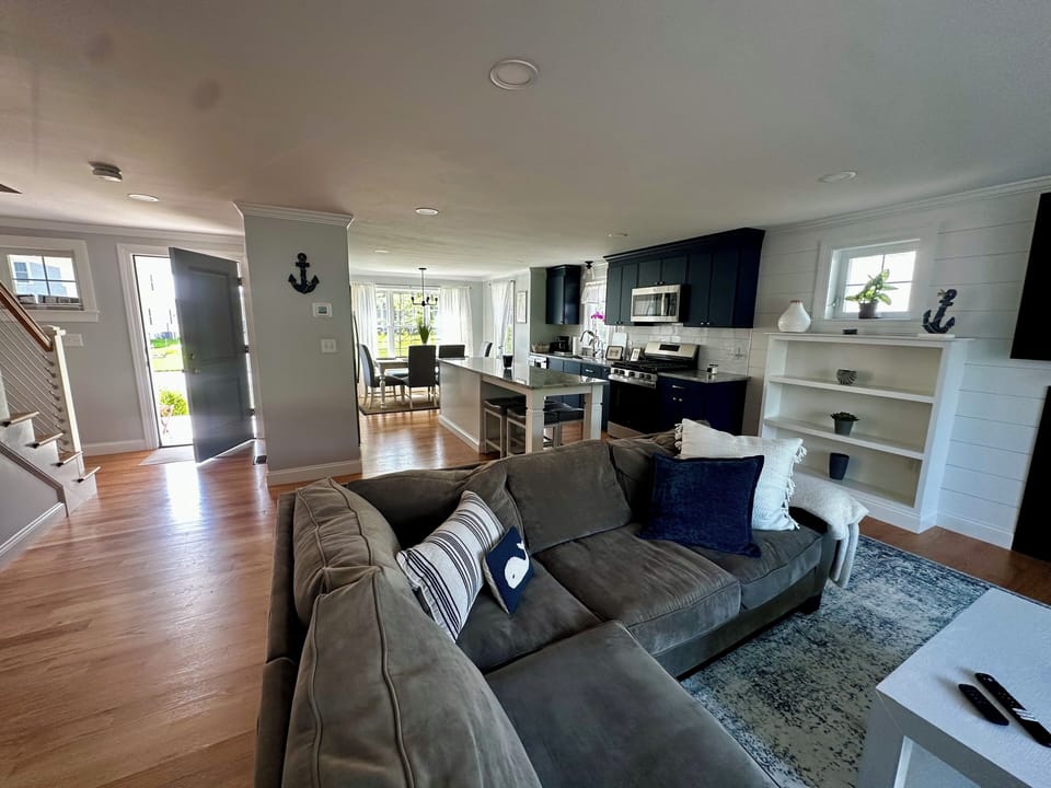 View from large cozy  L Shaped couch in Living Room