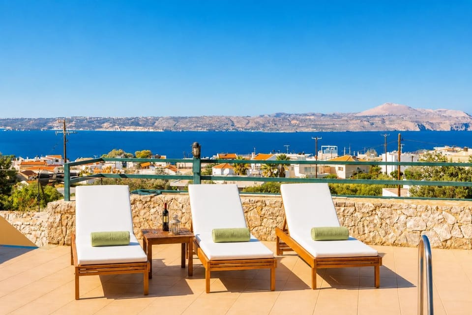 Private pool and terrace with sea views