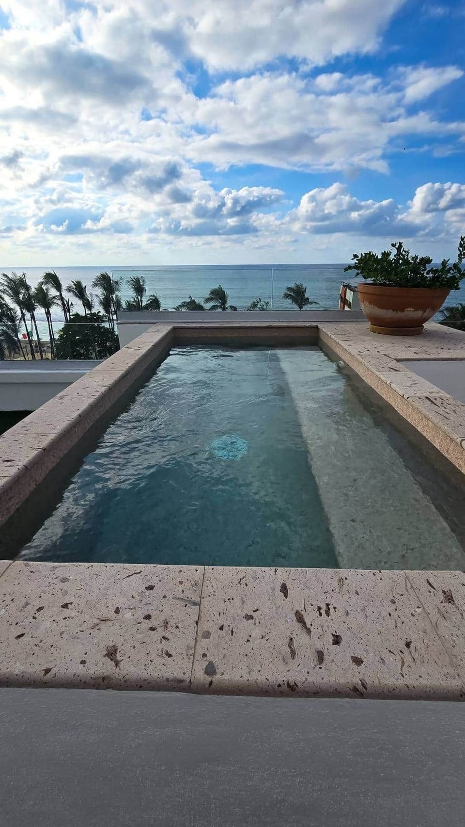 Rooftop plunge pool with endless Pacific views and warm coastal sun.