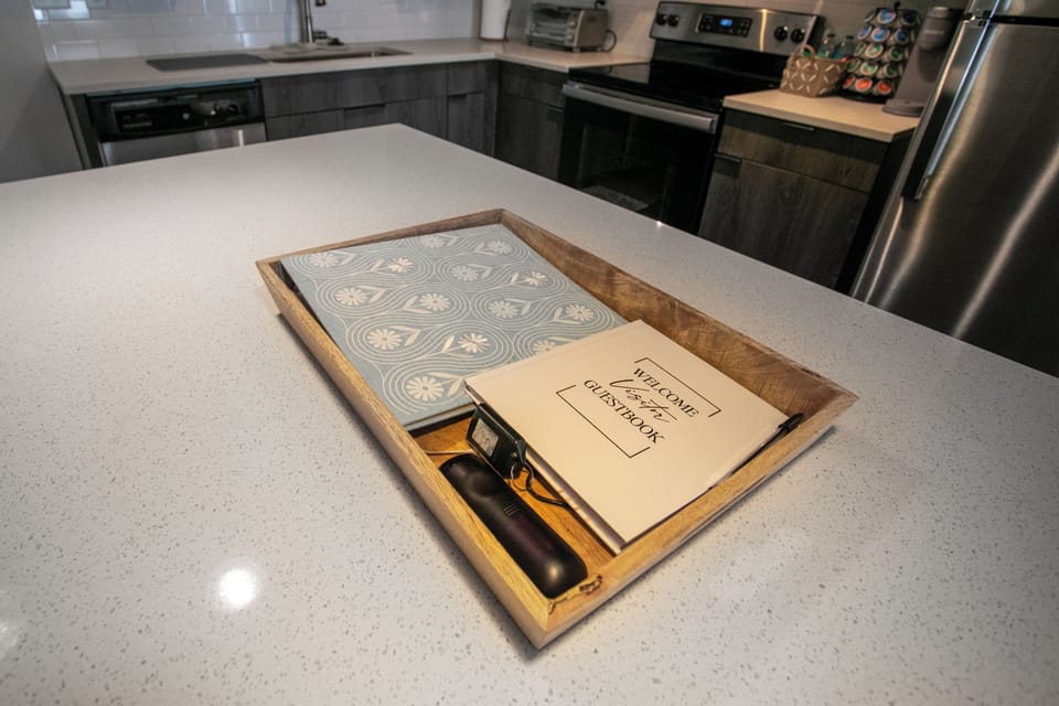 Welcome and guest book are great resources for your stay and area information. 