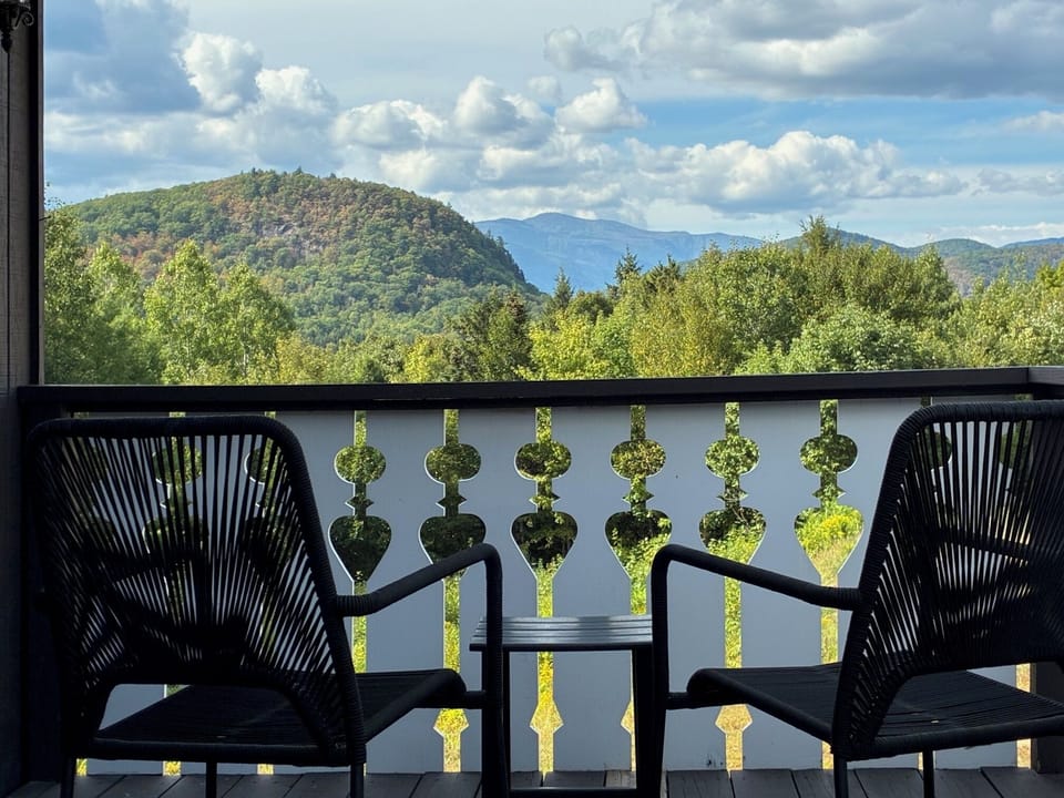 Outside deck. View of Mt Washington