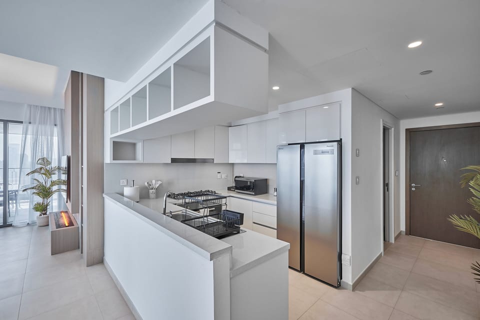 Premium Apartment, City View | Private kitchen | Fridge, microwave, oven, stovetop