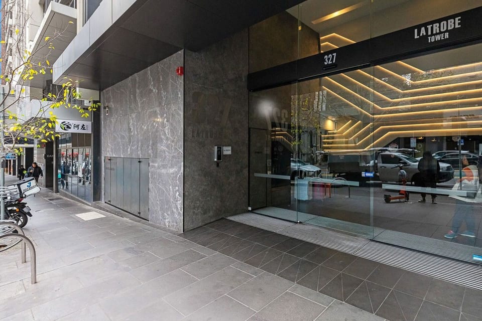 The main entrance to the building.