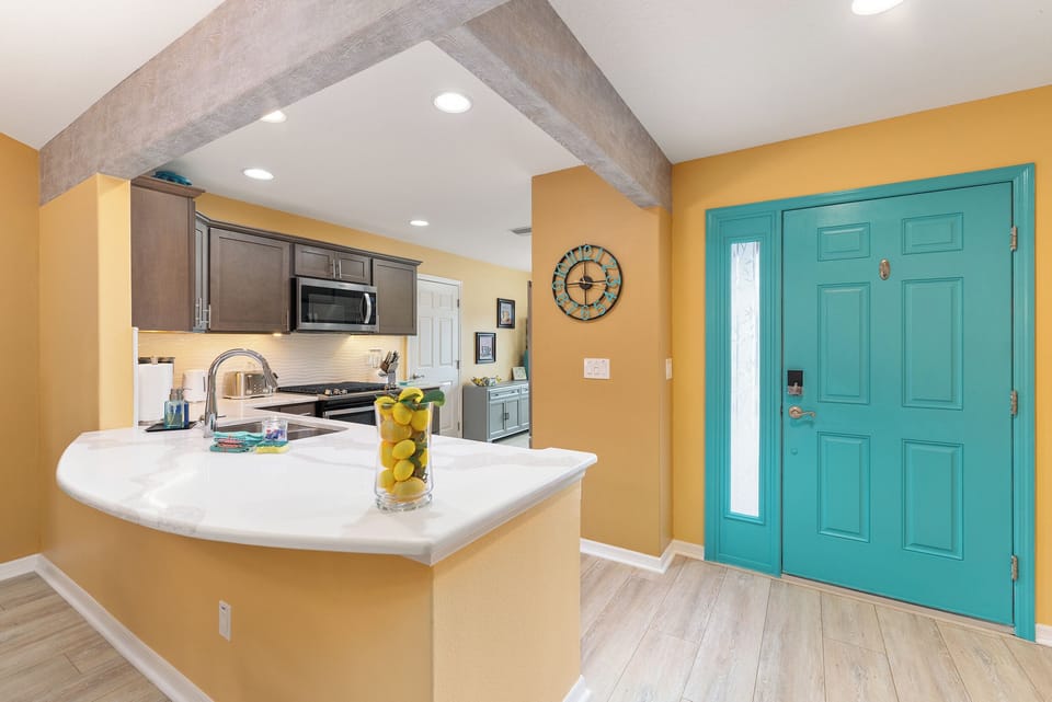 Vibrant Kitchen off of the Front Entrance