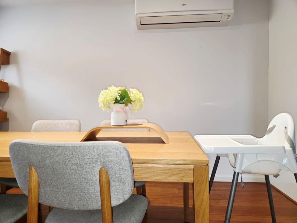 Family-friendly dining space with high chair available for younger guests.