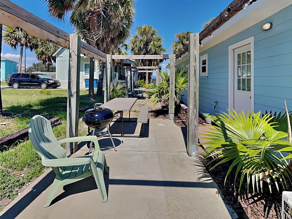 Backyard Patio - Charcoal Grill, Seating, Picnic Table