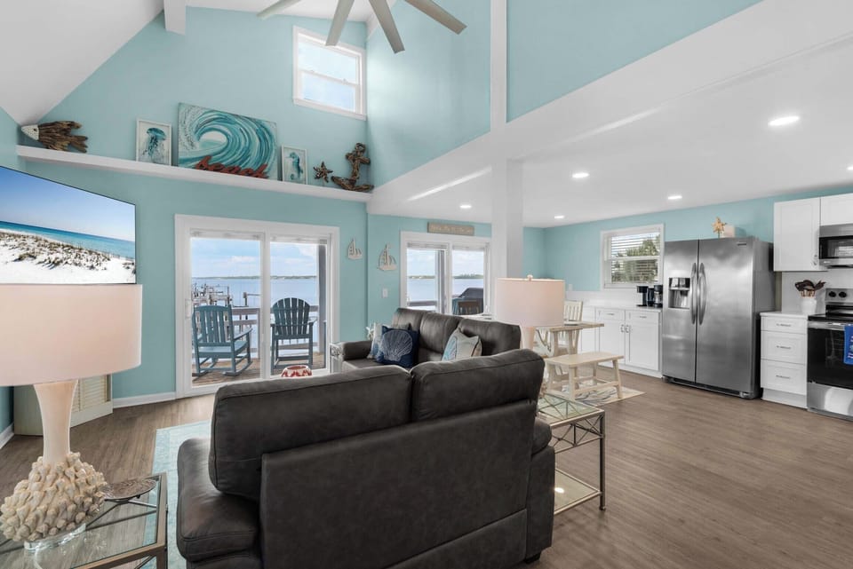 Living room with deck access