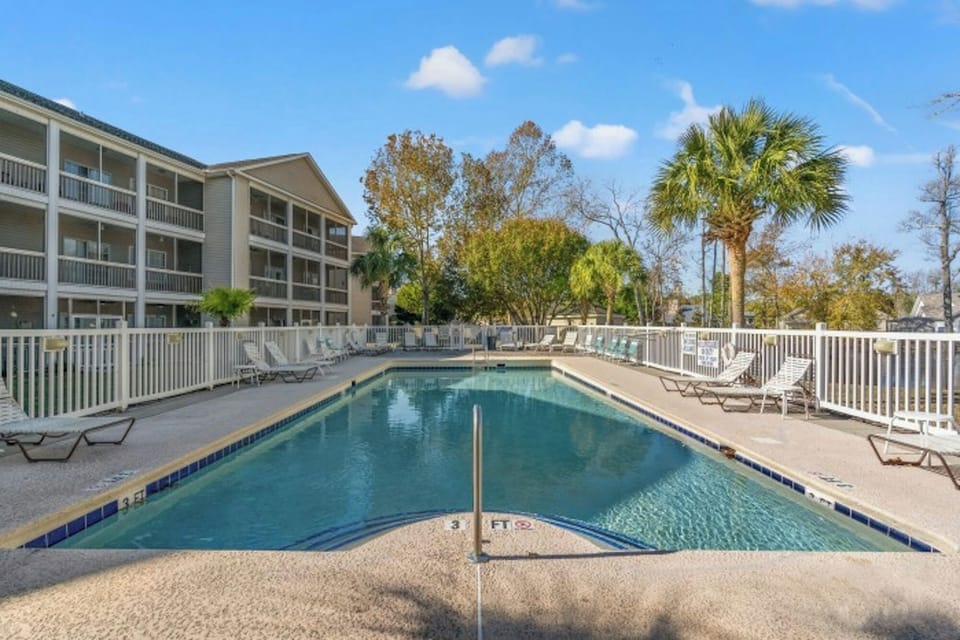 Enjoy an evening dip in this sparkling pool!