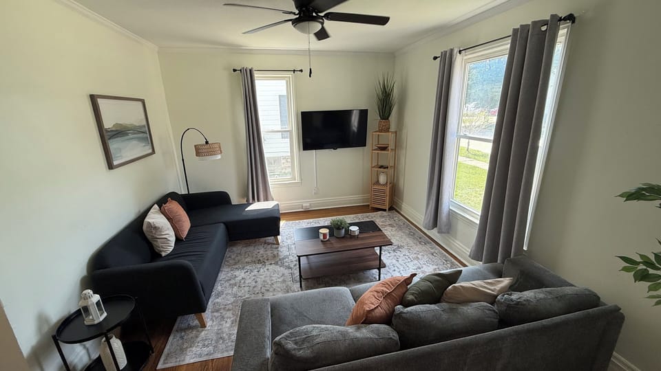 Comfortable living room with smart TV