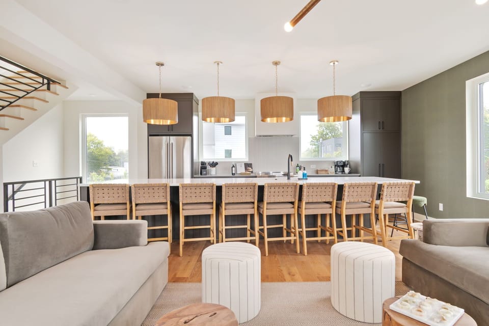 Large dining table with ample seating — perfect for shared meals and gatherings.