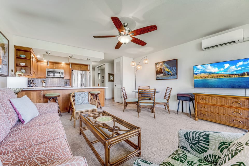 Spacious living with sofabed