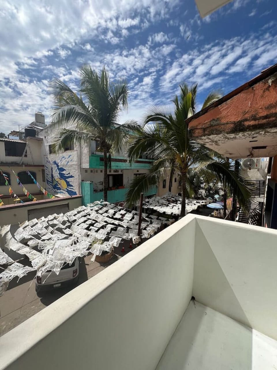 The famous banderas decorating Sayulita`s streets