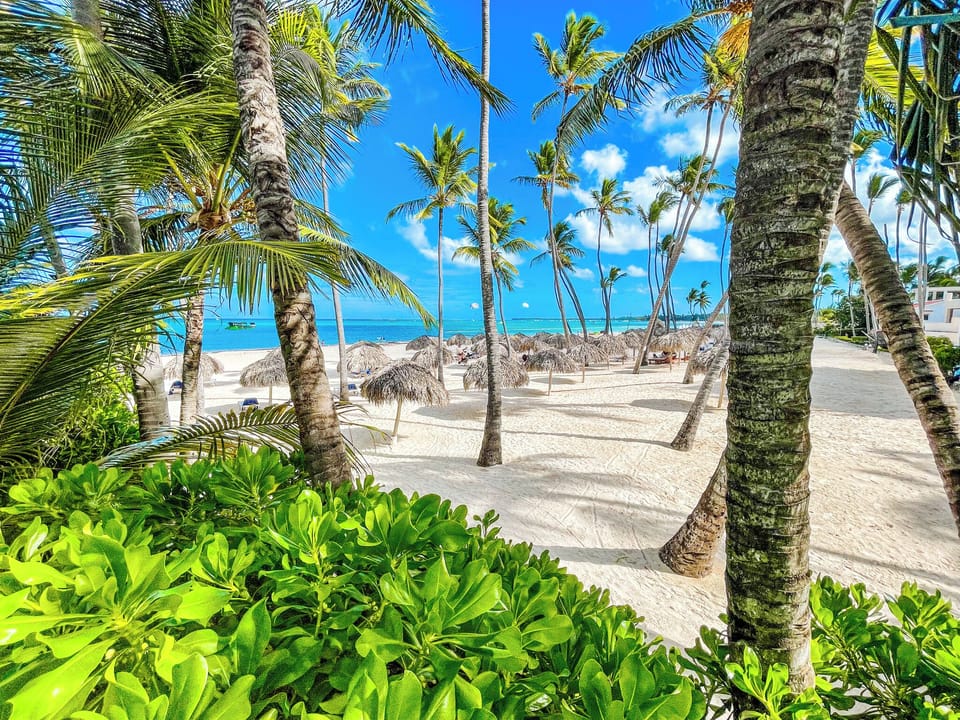 On the beach, white sand