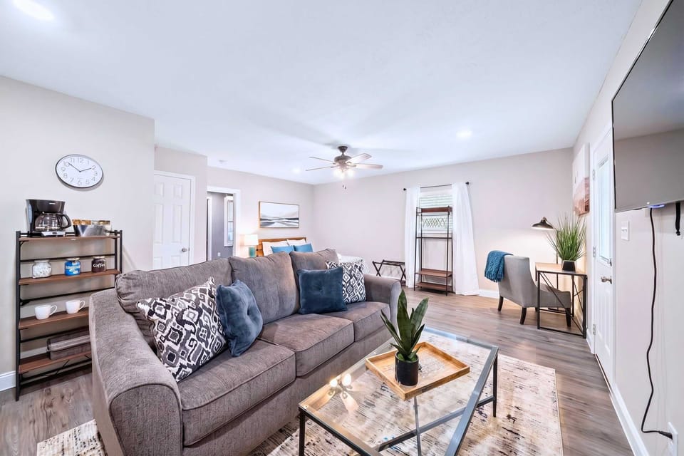 Living Room: Bright space with stylish decor, perfect for relaxation or movie nights!
